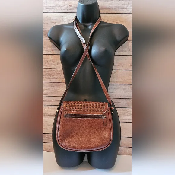 Bally Brown Woven Leather Crossbody Bag